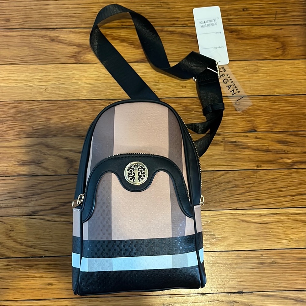New mini Vegan striped backpack